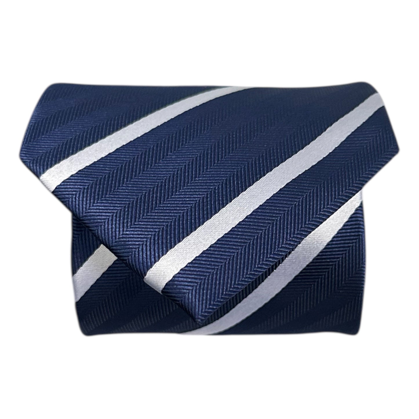 Navy Blue & White Stripe Tie - Hawksmoor Edit