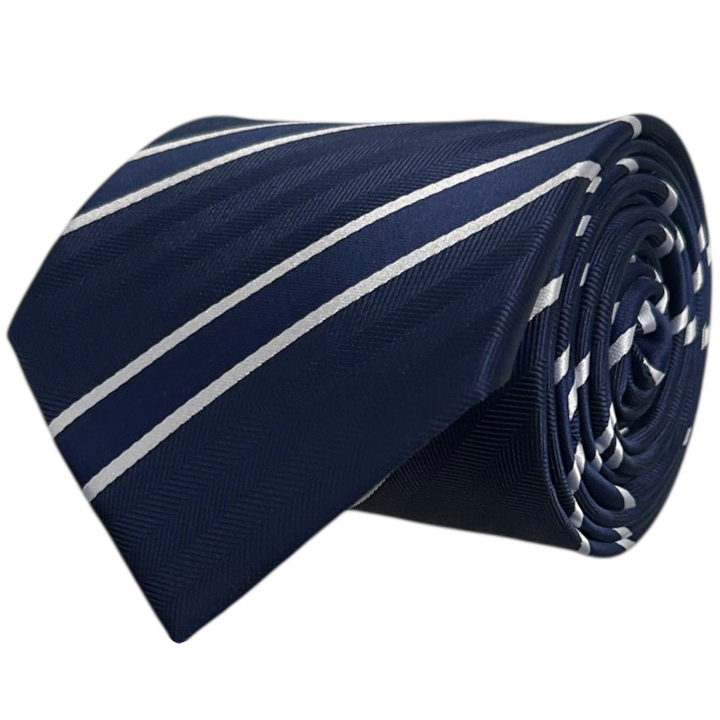 Navy Blue & White Stripe Tie - Charleston Edit