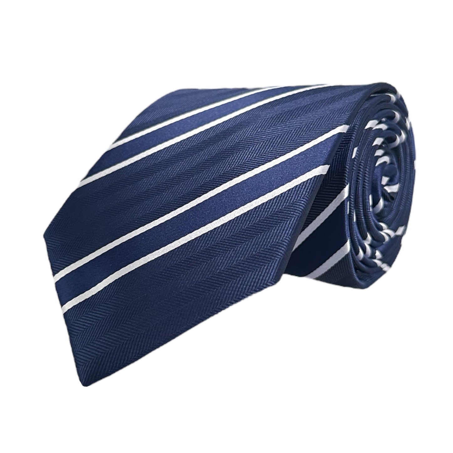 Navy Blue & White Stripe Tie - Charleston Edit
