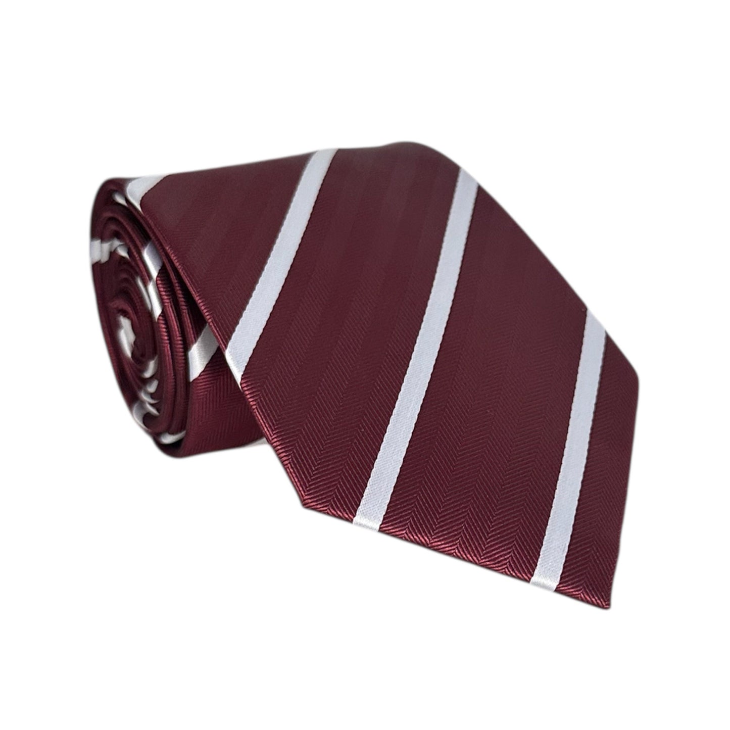 Burgundy & White Stripe Tie - Hawksmoor Edit