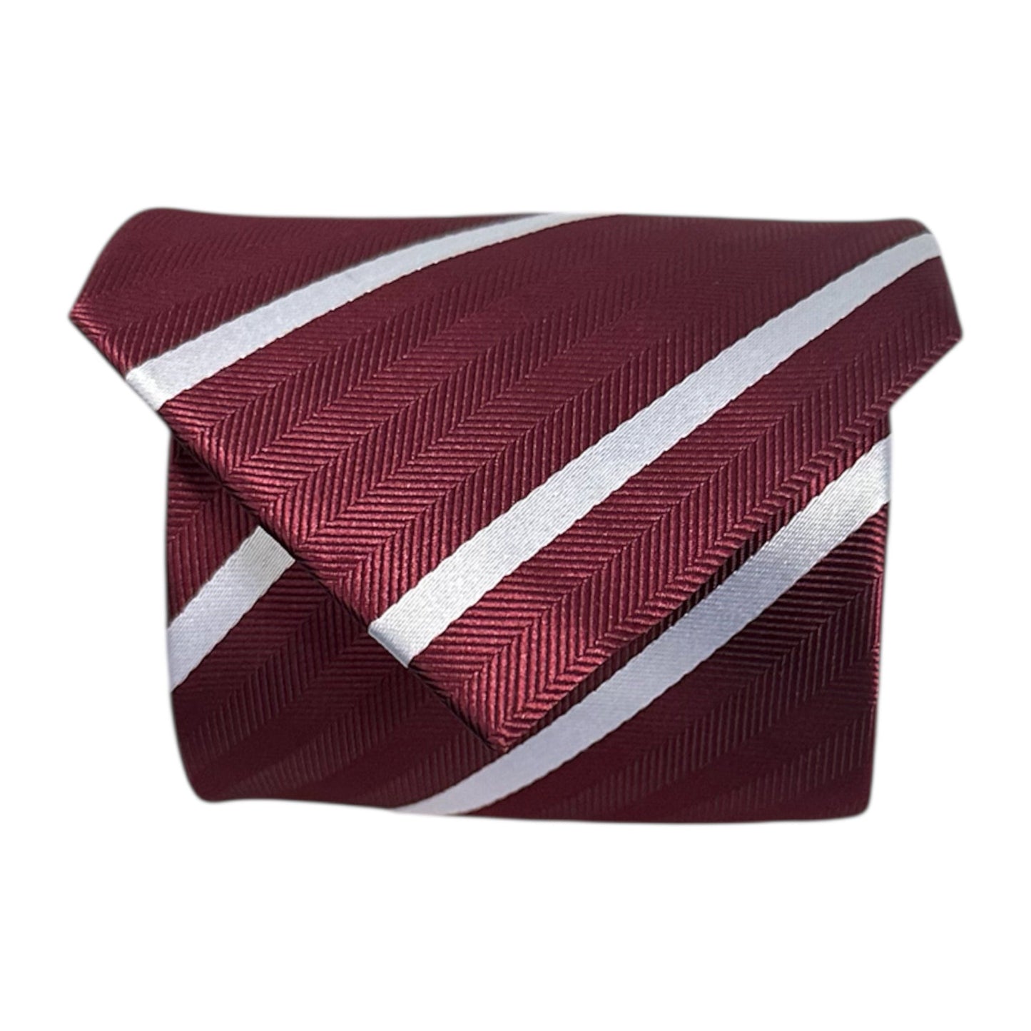 Burgundy & White Stripe Tie - Hawksmoor Edit