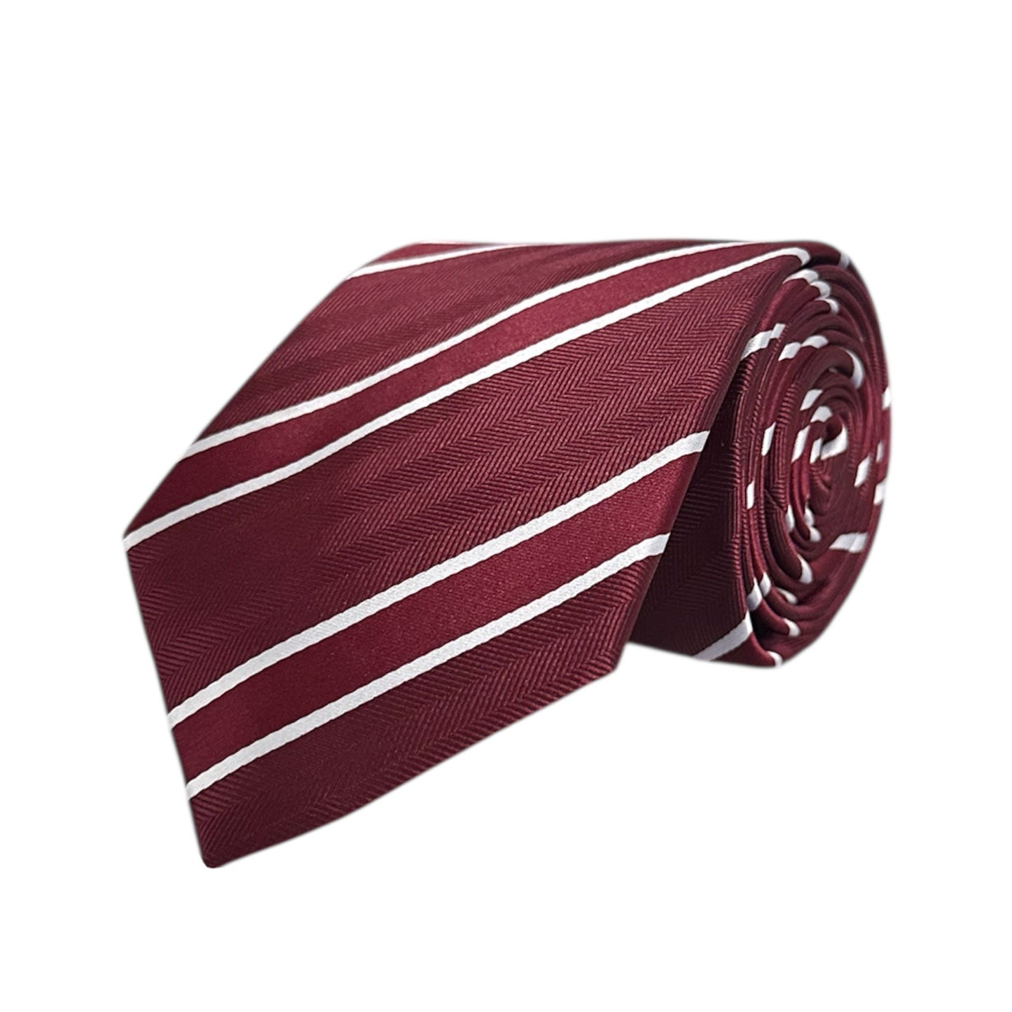 Burgundy & White Stripe Tie - Charleston Edit