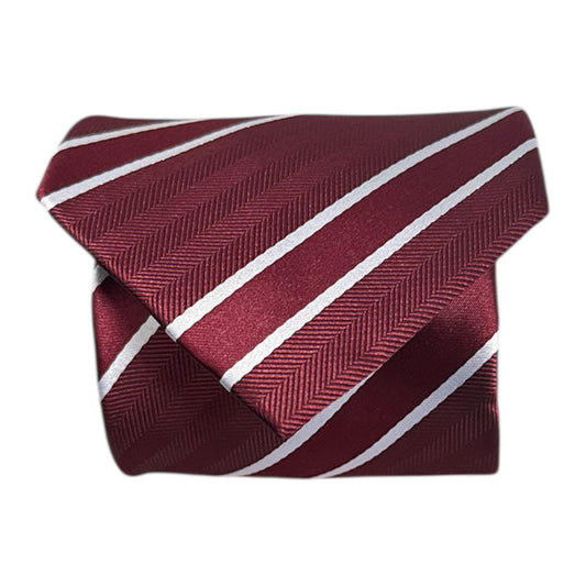 Burgundy & White Stripe Tie - Charleston Edit