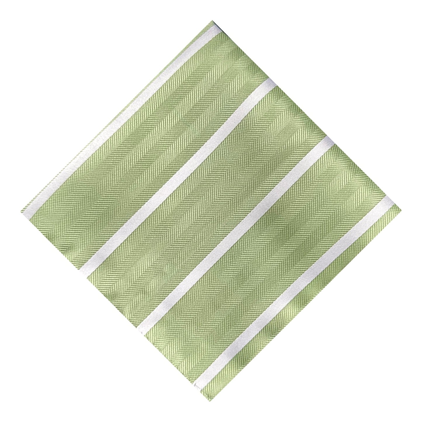 Matcha & White Stripe Pocket Square - Hawksmoor Edit