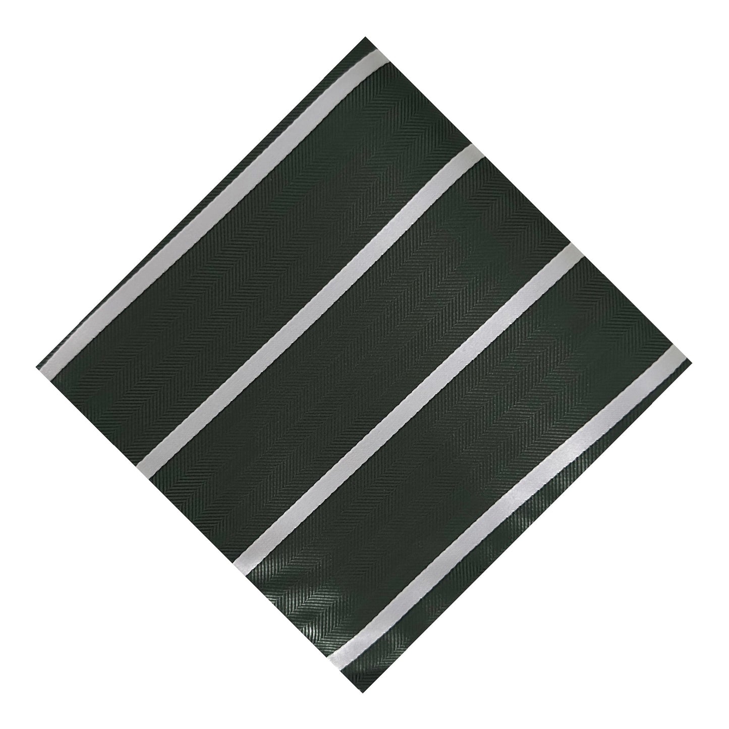 Forest Green & White Stripe Pocket Square - Hawksmoor Edit