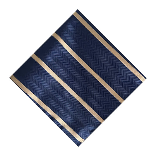 Navy Blue & Caramel Stripe Pocket Square - Hawksmoor Edit