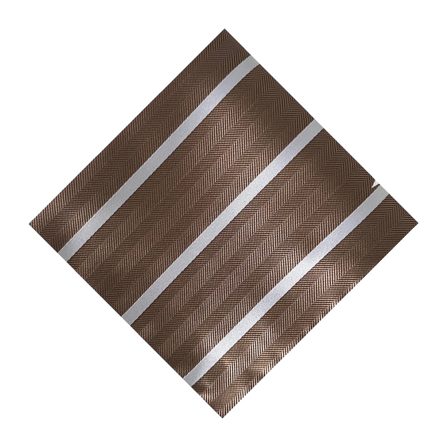 Mocha & White Stripe Pocket Square - Hawksmoor Edit