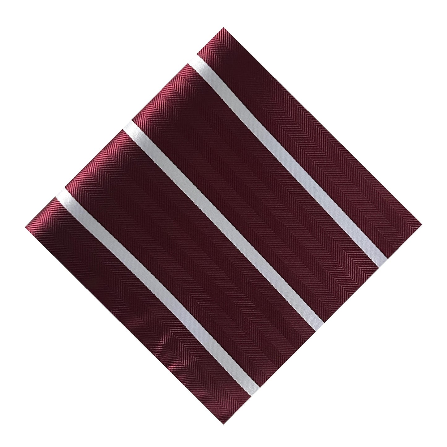 Burgundy & White Stripe Pocket Square - Hawksmoor Edit