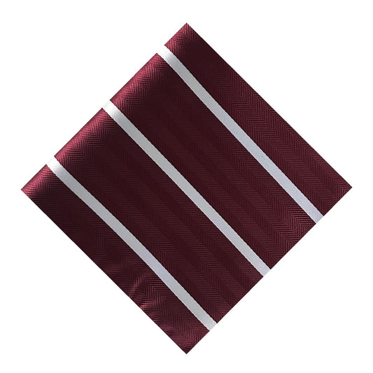 Burgundy & White Stripe Pocket Square - Hawksmoor Edit