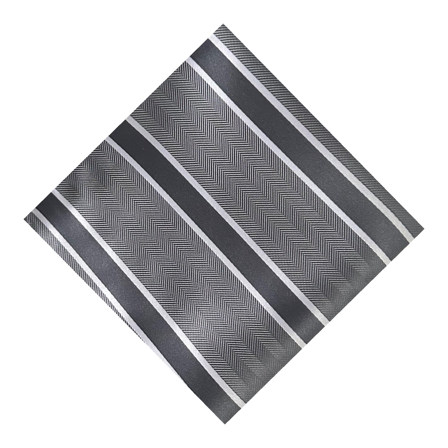 Glacier Grey & White Stripe Pocket Square - Charleston Edit
