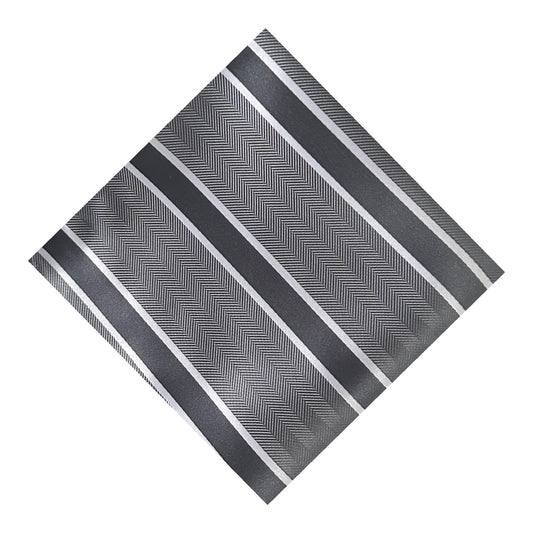 Glacier Grey & White Stripe Pocket Square - Charleston Edit