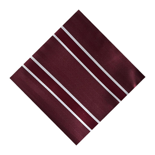 Burgundy & White Stripe Pocket Square - Charleston Edit