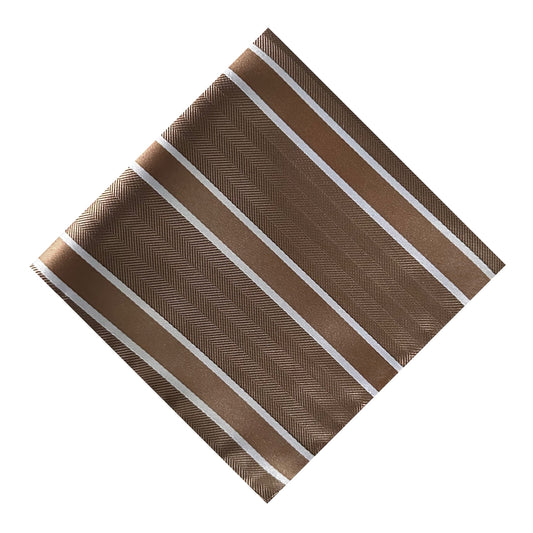 Mocha & White Stripe Pocket Square - Charleston Edit