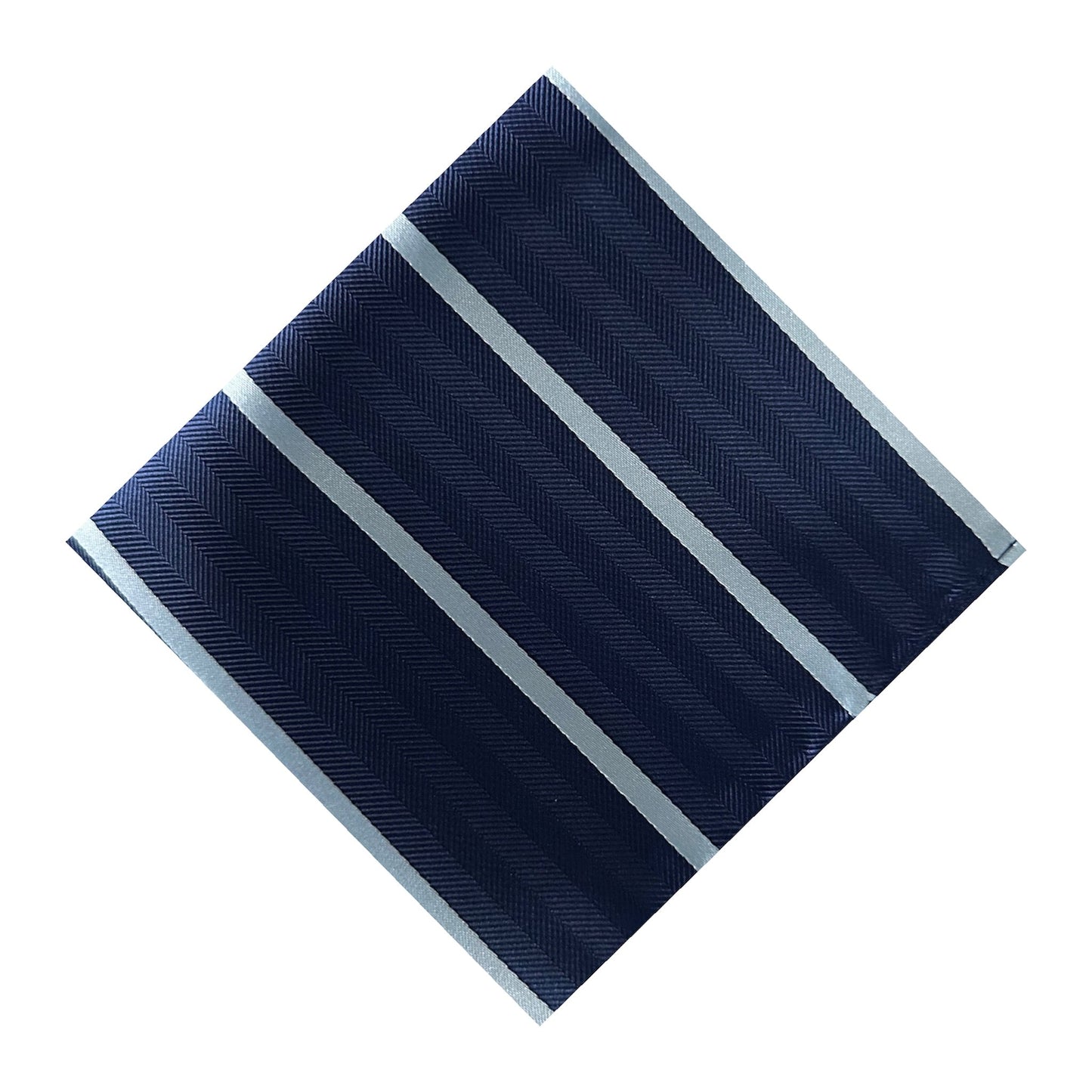 Navy Blue & Light Blue Stripe Pocket Square - Hawksmoor Edit