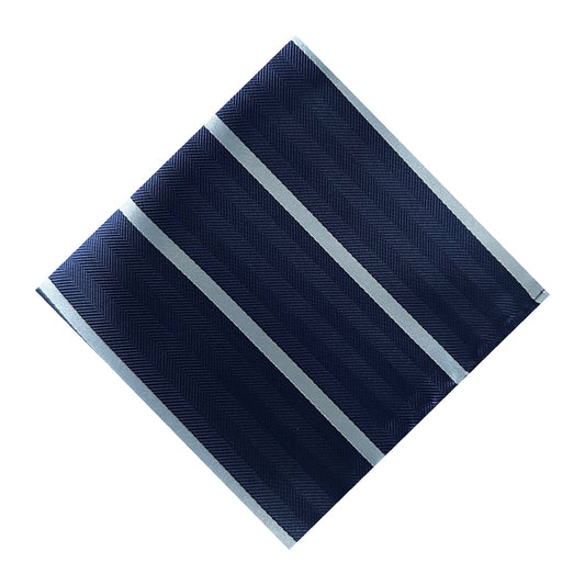 Navy Blue & Light Blue Stripe Pocket Square - Hawksmoor Edit
