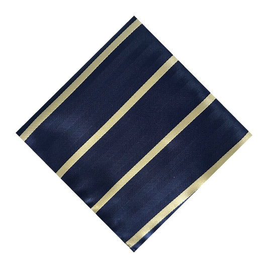 Navy Blue & Pale Yellow Stripe Pocket Square - Hawksmoor Edit