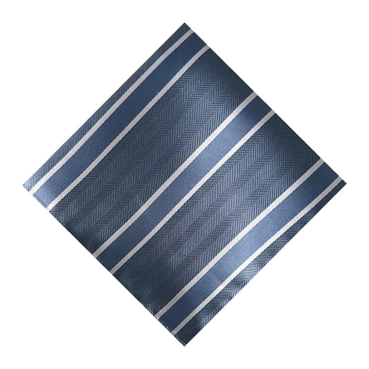 Steel blue & White Stripe Pocket Square - Charleston Edit