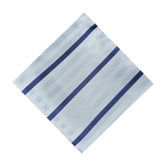 Light Blue & Navy Blue Stripe Pocket Square - Hawksmoor Edit