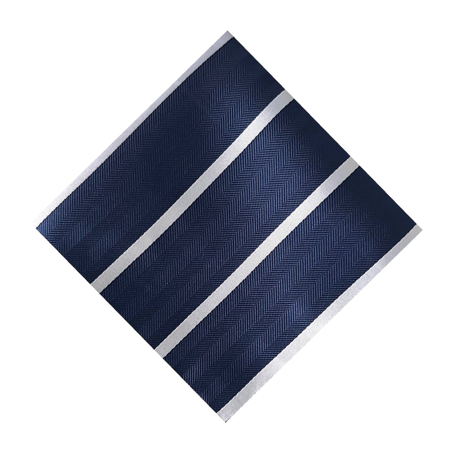 Navy Blue & White Stripe Pocket Square - Hawksmoor Edit
