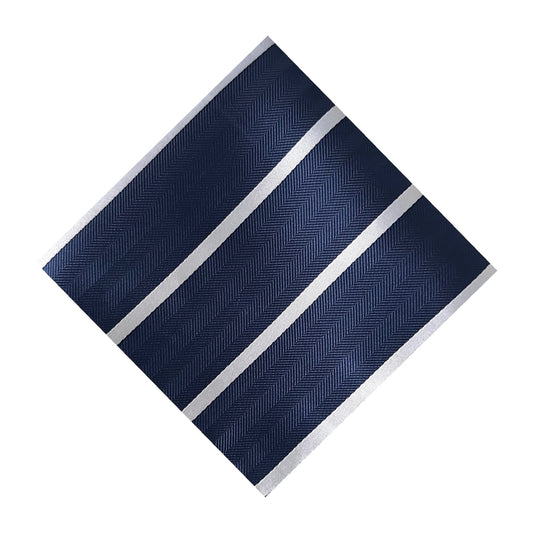 Navy Blue & White Stripe Pocket Square - Hawksmoor Edit