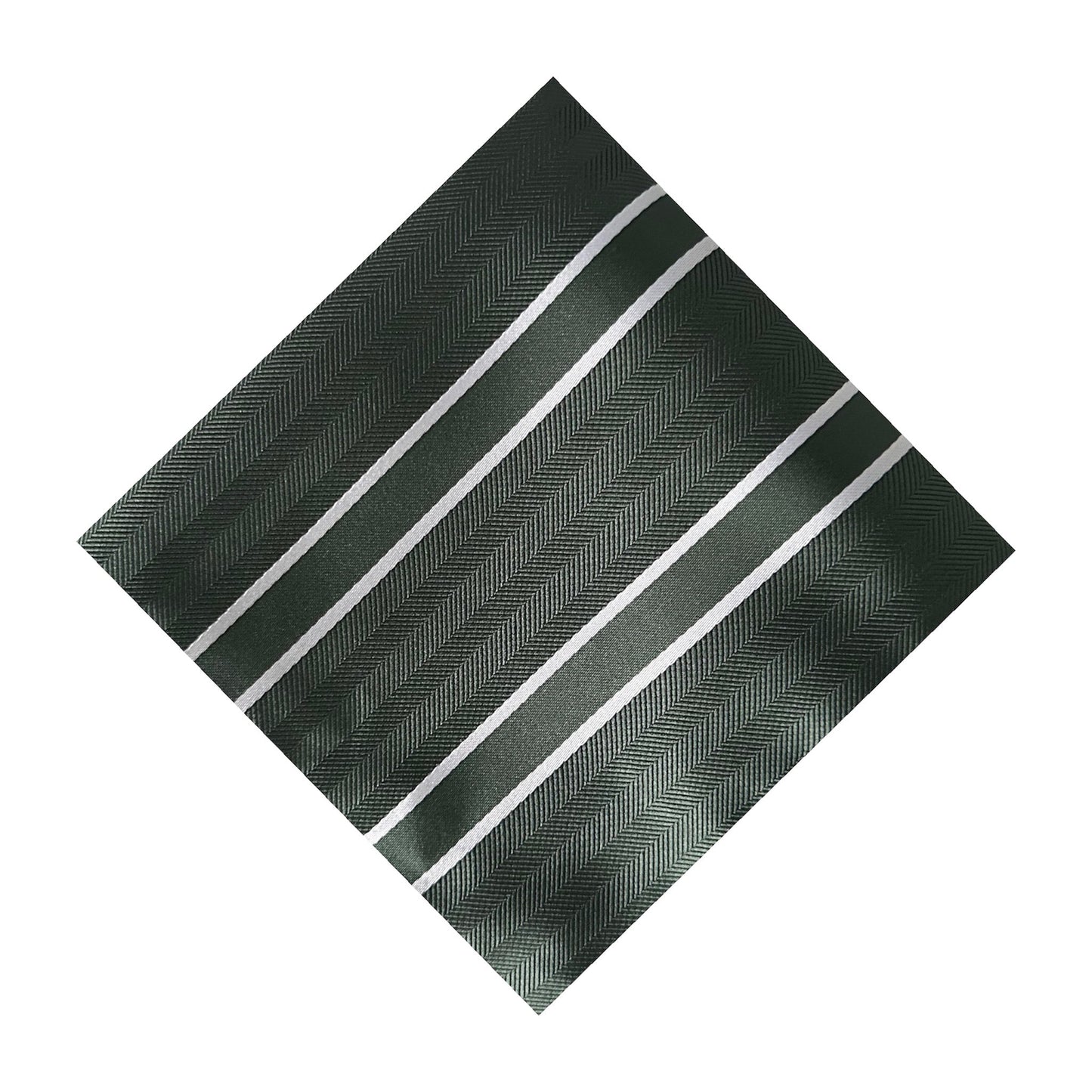 Forest Green & White Stripe Pocket Square - Charleston Edit