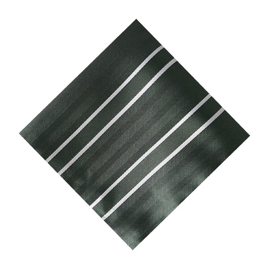 Forest Green & White Stripe Pocket Square - Charleston Edit