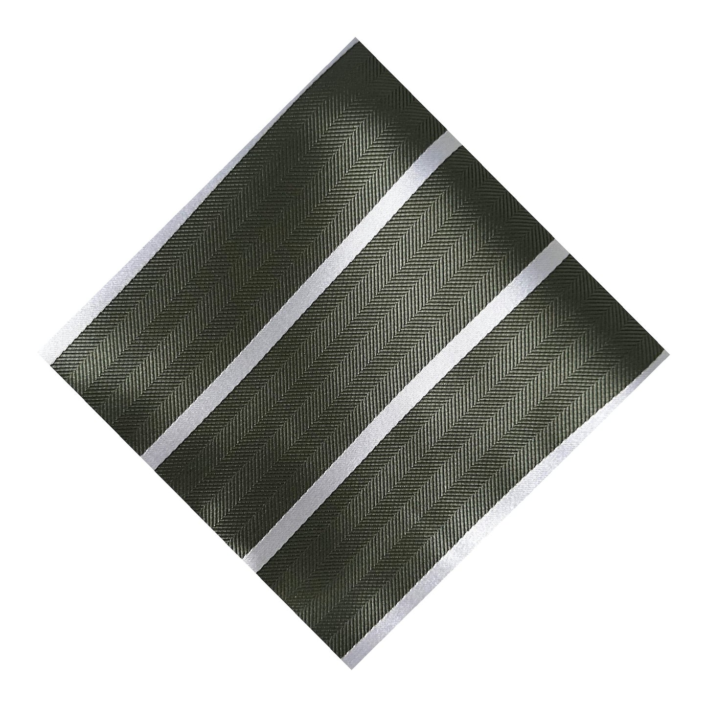 Khaki & White Stripe Pocket Square - Hawksmoor Edit