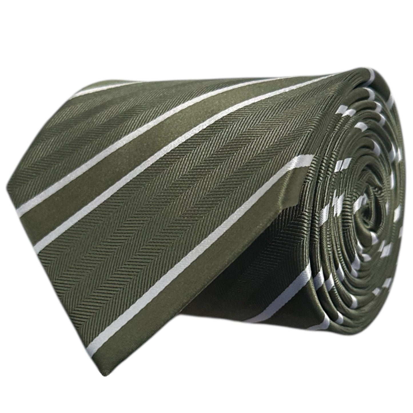 Khaki & White Stripe Tie - Charleston Edit