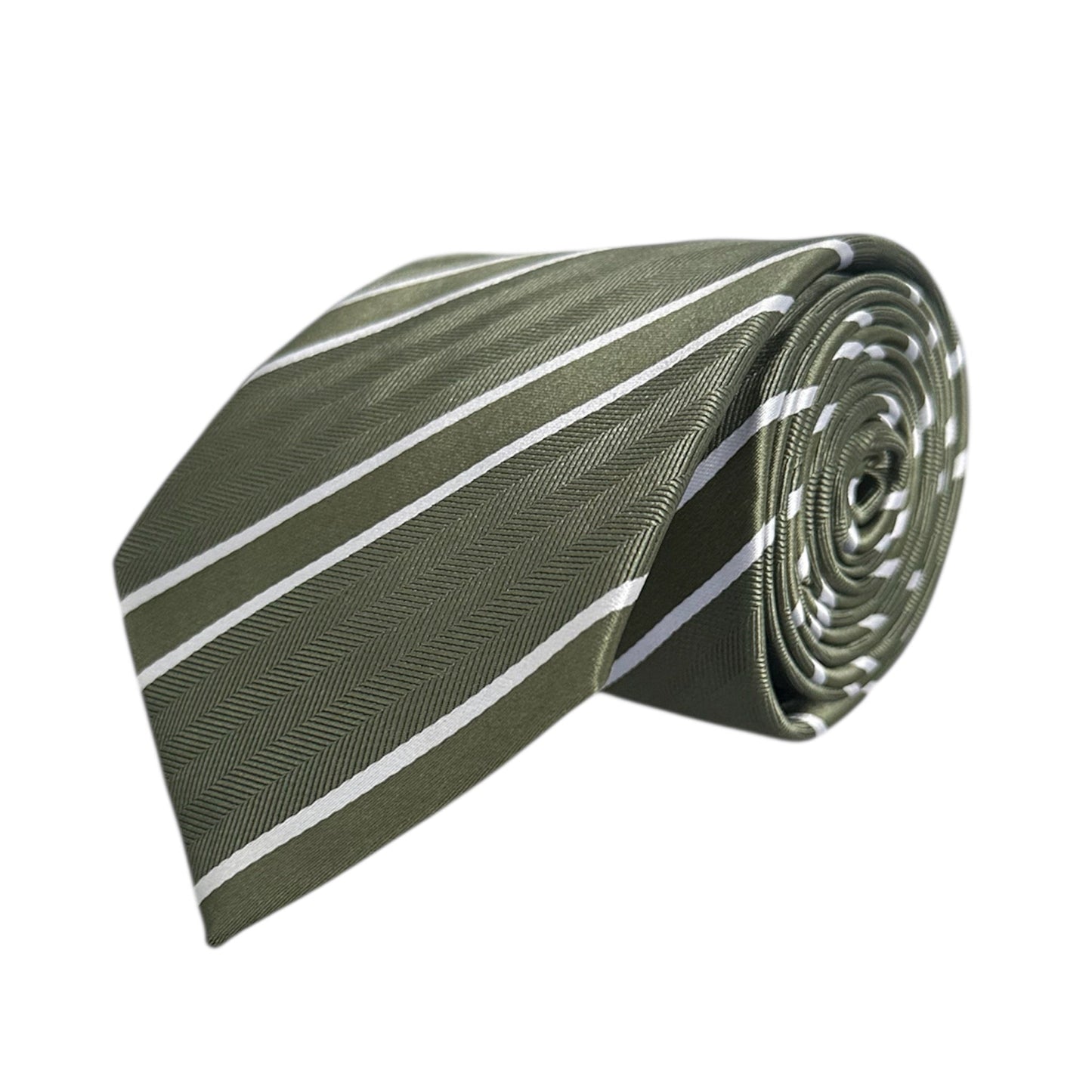 Khaki & White Stripe Tie - Charleston Edit