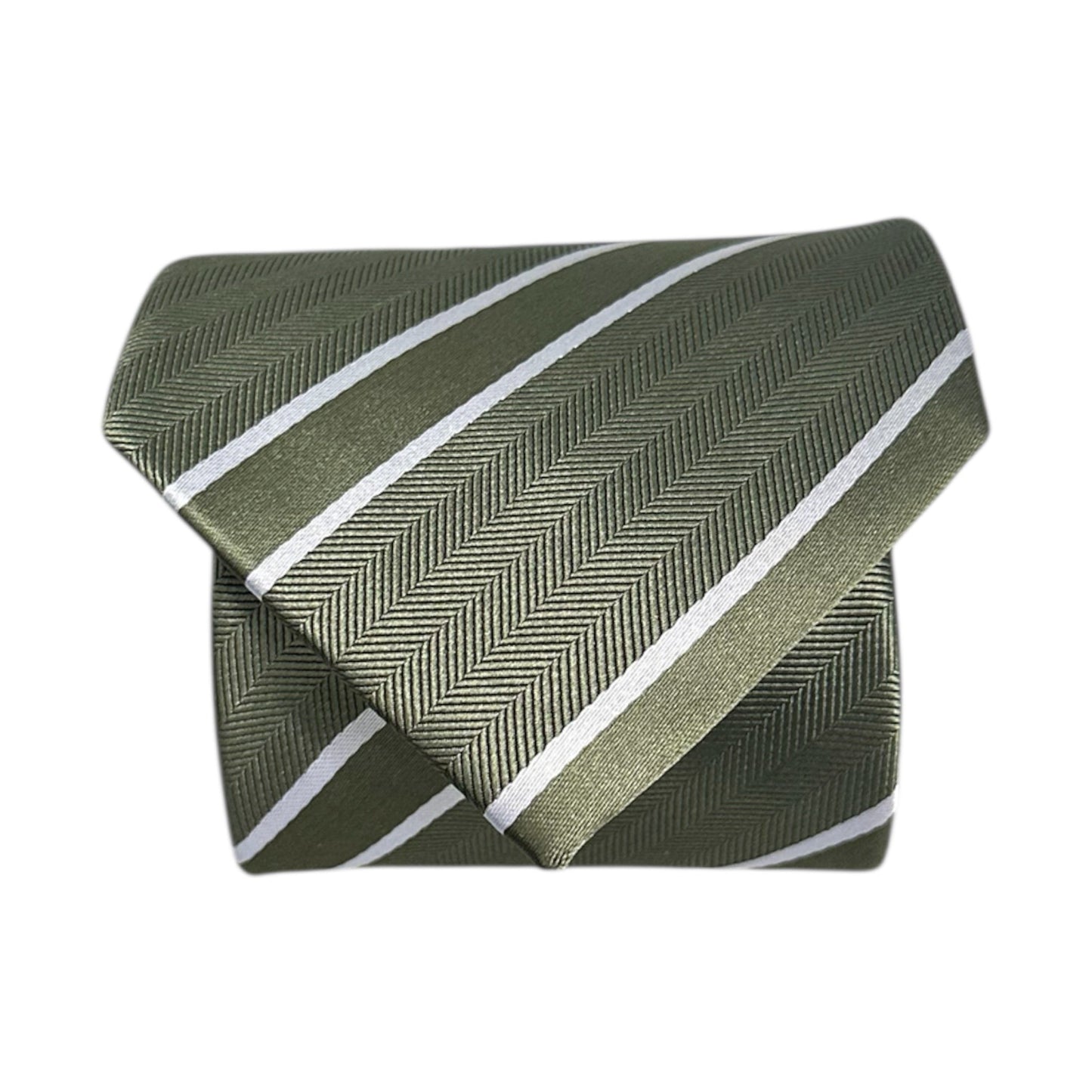 Khaki & White Stripe Tie - Charleston Edit
