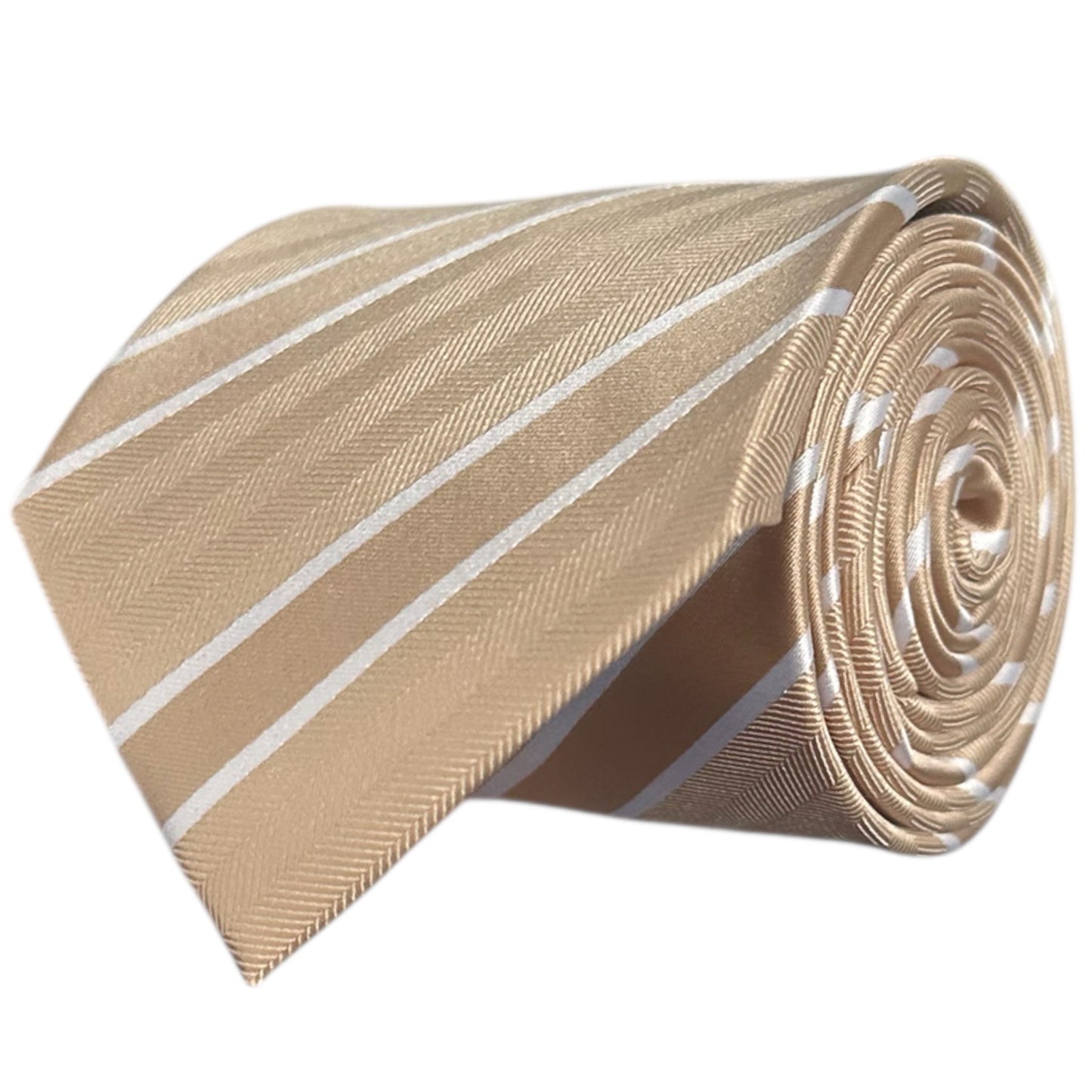 Beige & White Stripe Tie - Charleston Edit