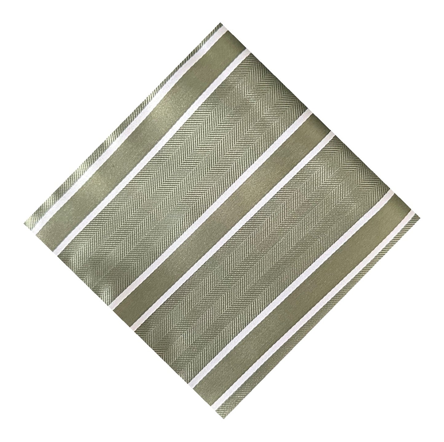 Khaki & White Stripe Pocket Square - Charleston Edit