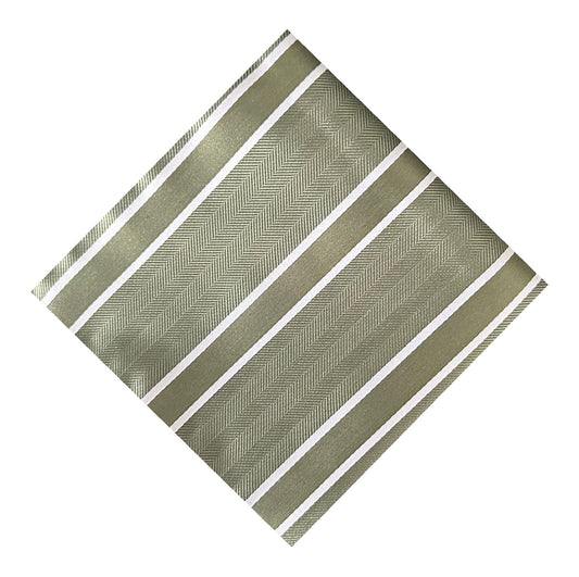 Khaki & White Stripe Pocket Square - Charleston Edit