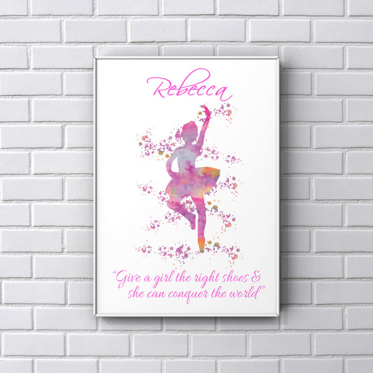 Personalised Ballet print daughter niece gift A4 UNFRAMED