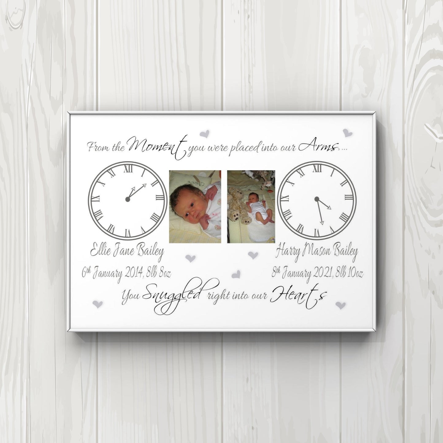 Baby A4 print UNFRAMED Snuggled right into our arms 2 Babies