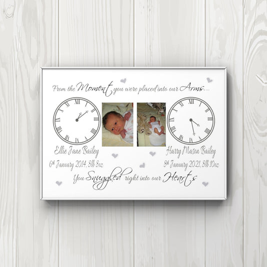 Baby A4 print UNFRAMED Snuggled right into our arms 2 Babies