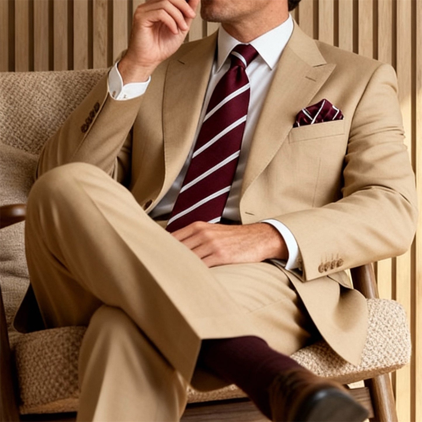 Burgundy & White Stripe Tie - Hawksmoor Edit
