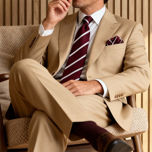 Burgundy & White Stripe Pocket Square - Hawksmoor Edit