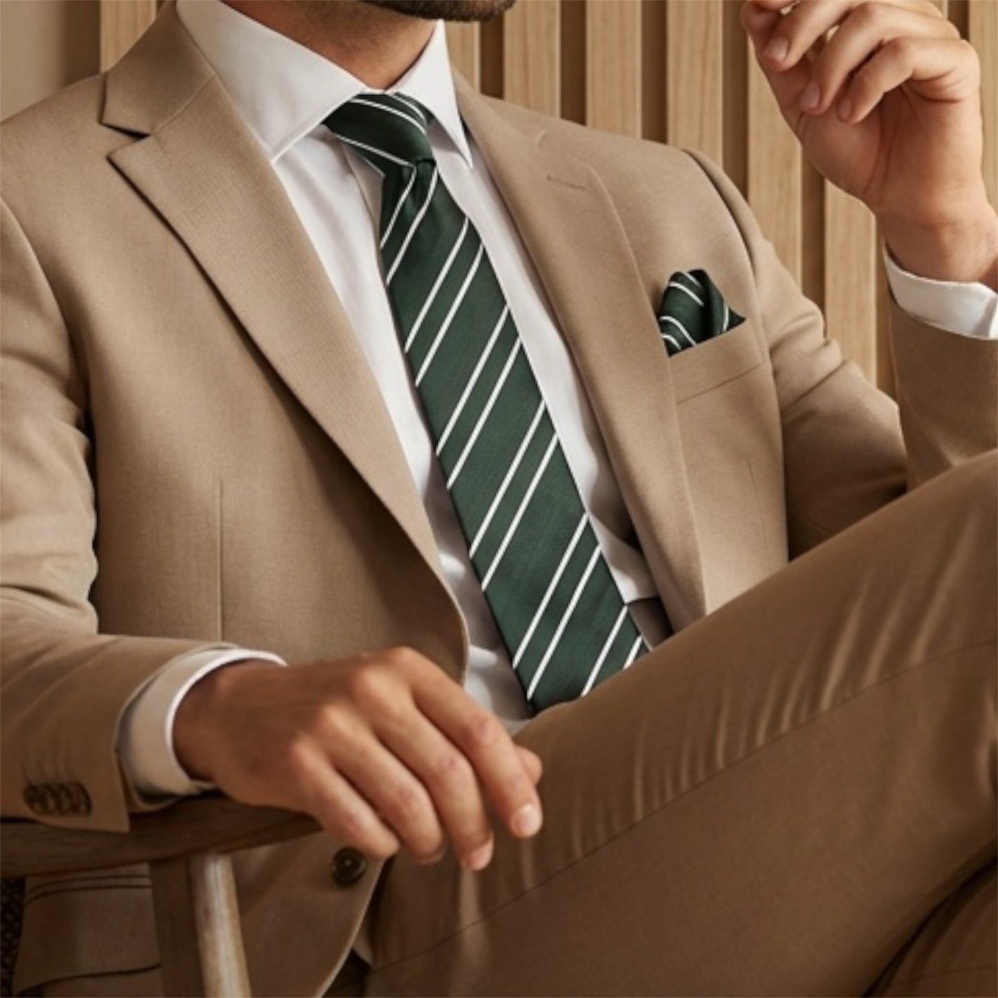 Forest Green & White Stripe Tie - Charleston Edit