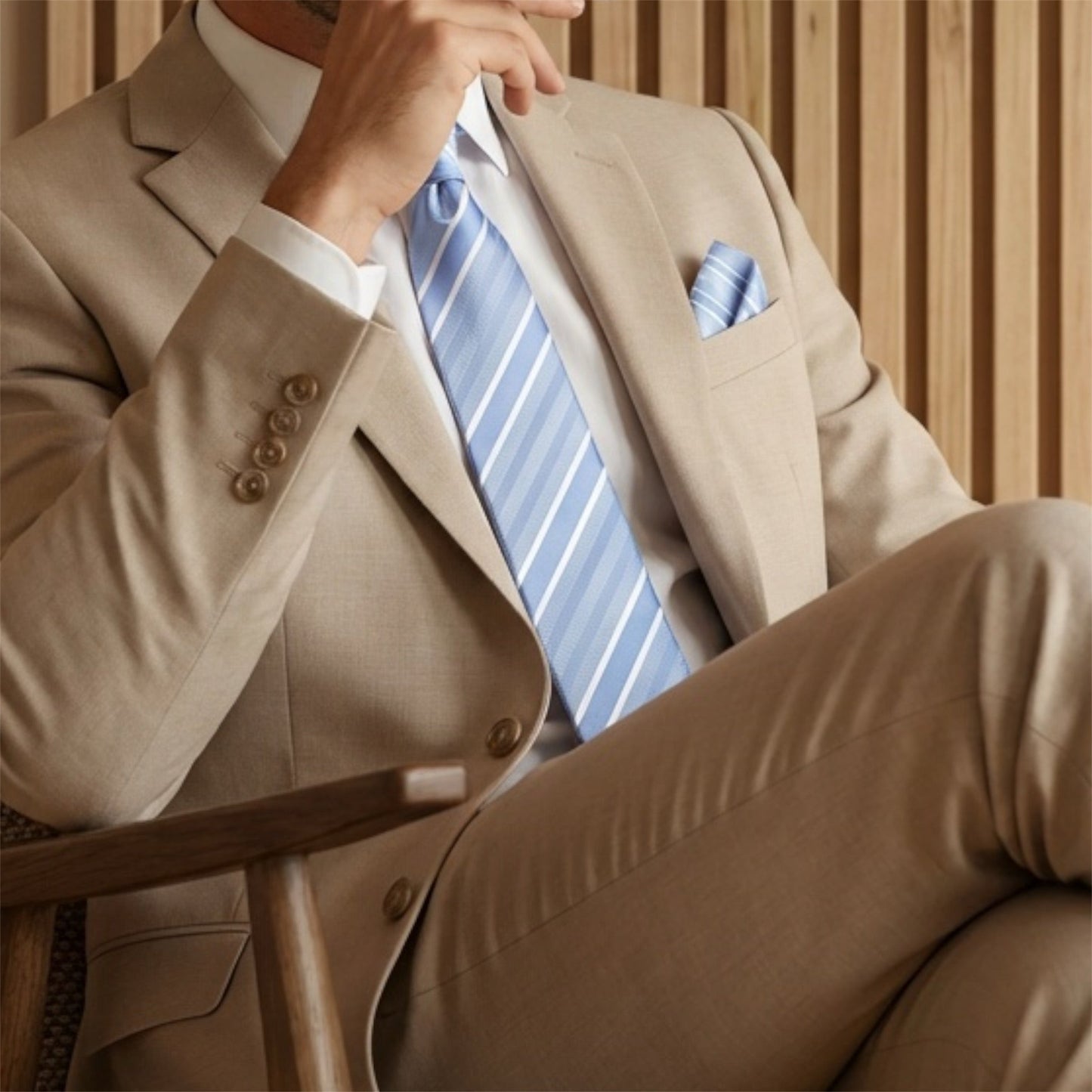 Light Blue & White Stripe Tie - Charleston Edit