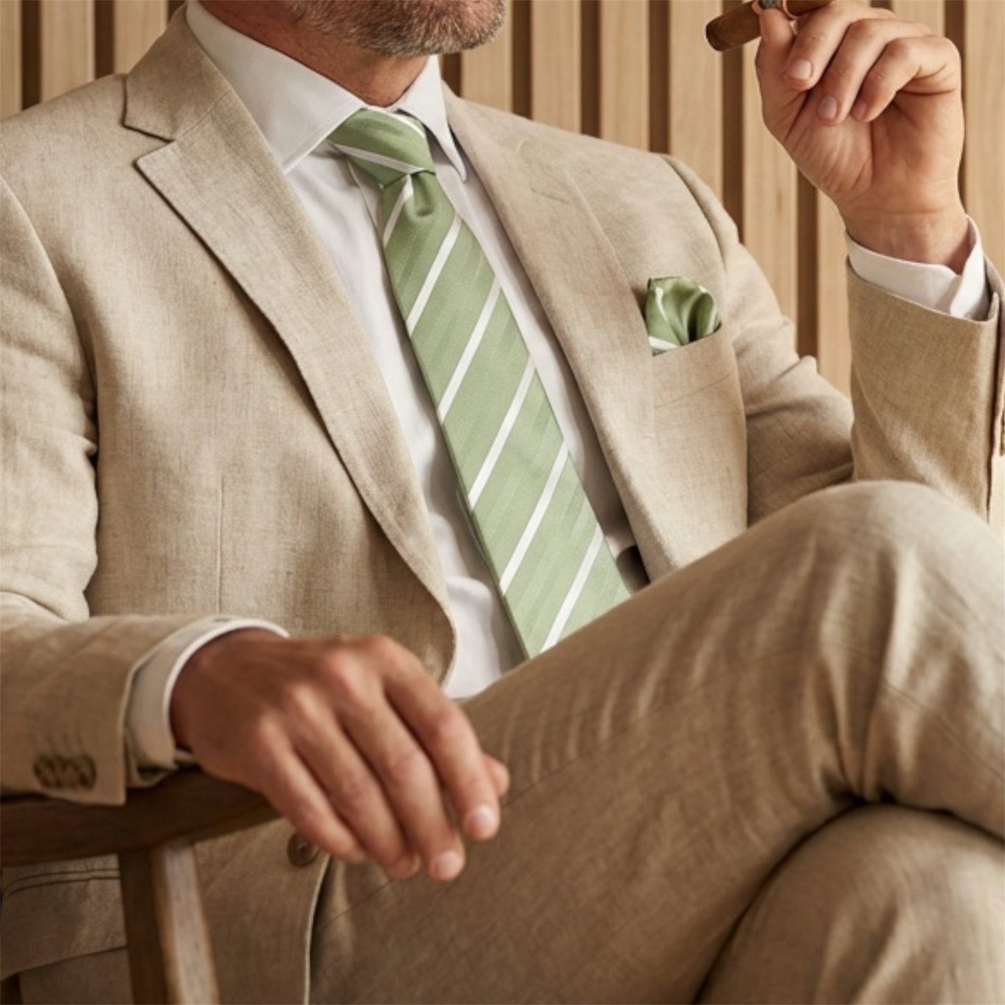 Matcha & White Stripe Tie - Hawksmoor Edit