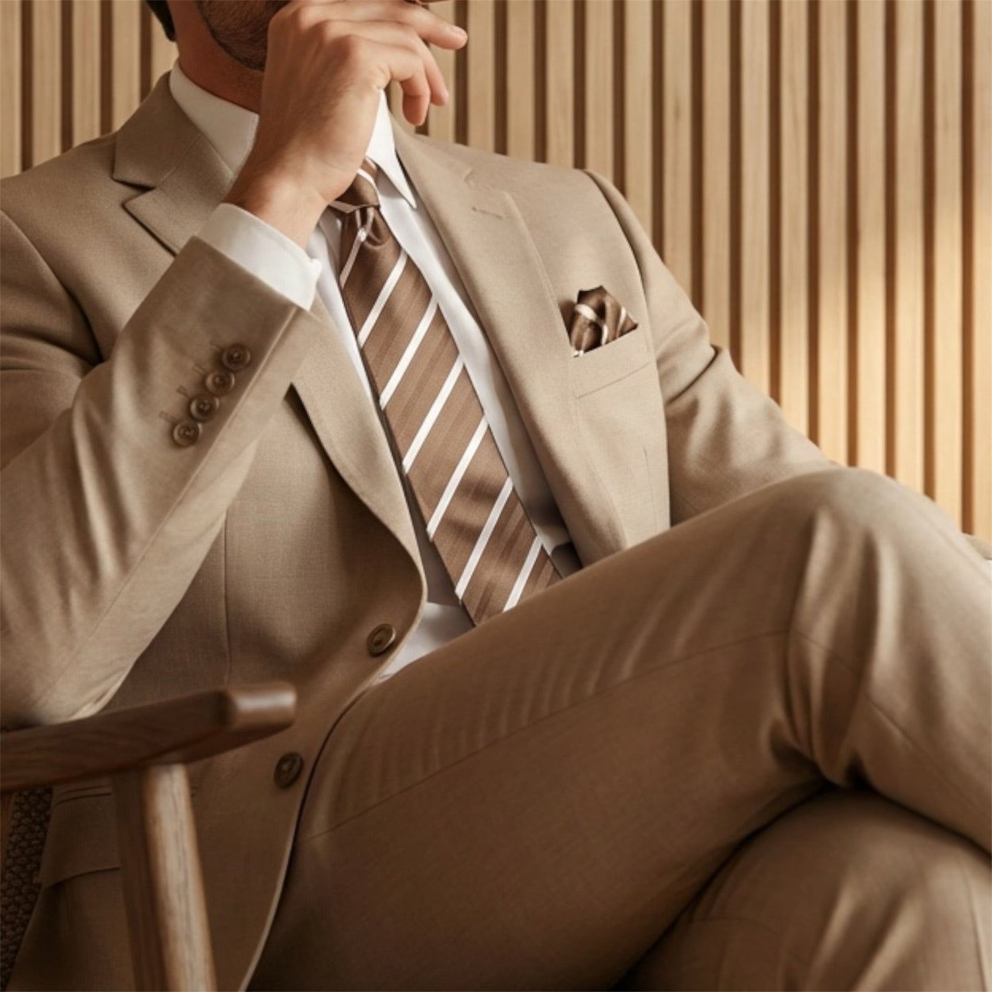 Mocha & White Stripe Tie - Hawksmoor Edit
