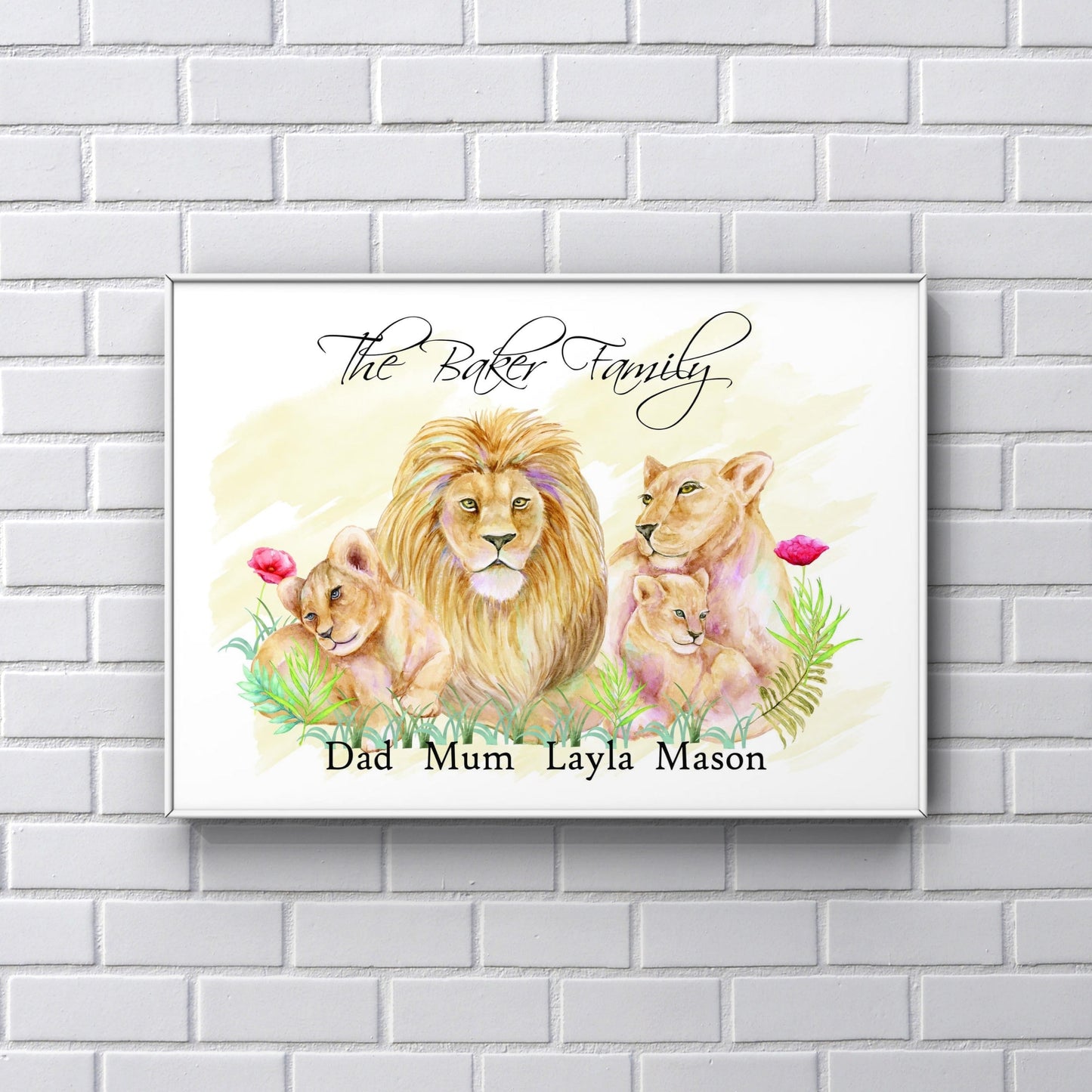 Lion personalised Family Print A4 UNFRAMED