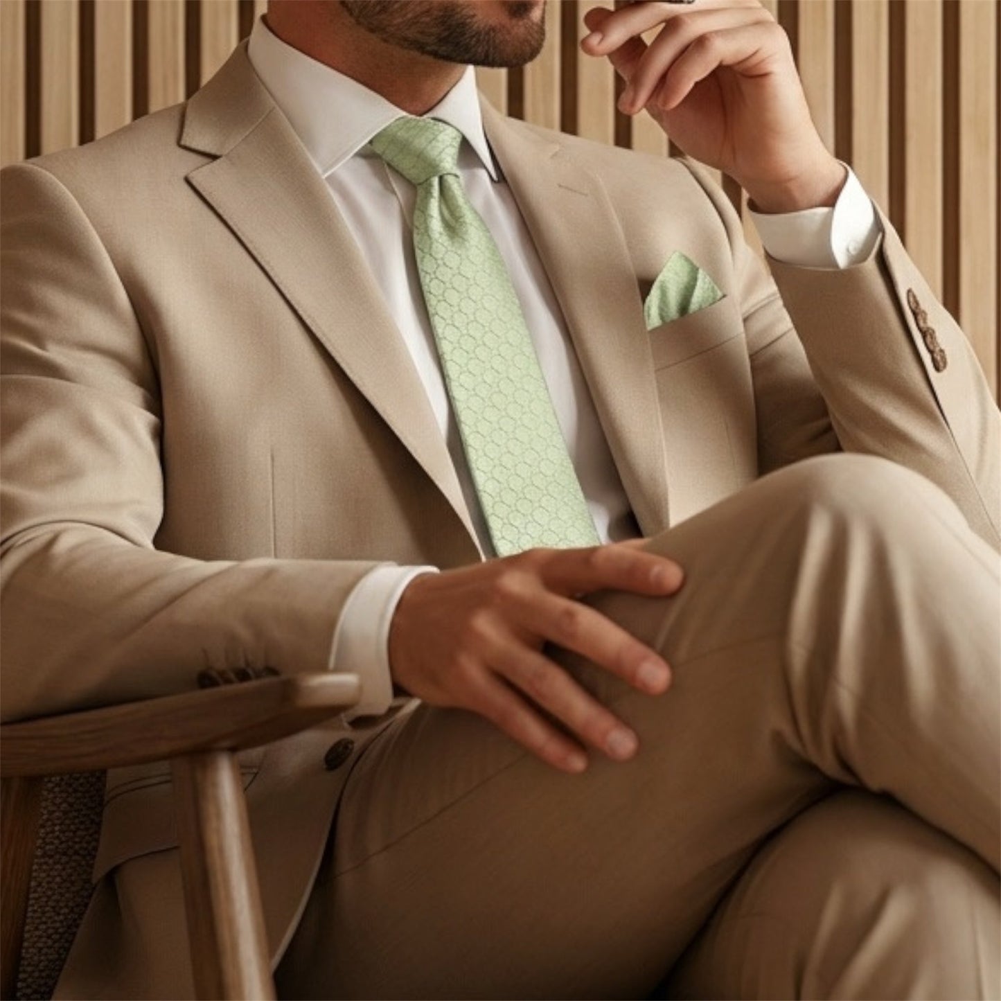 Sage Green Textured Pocket Square