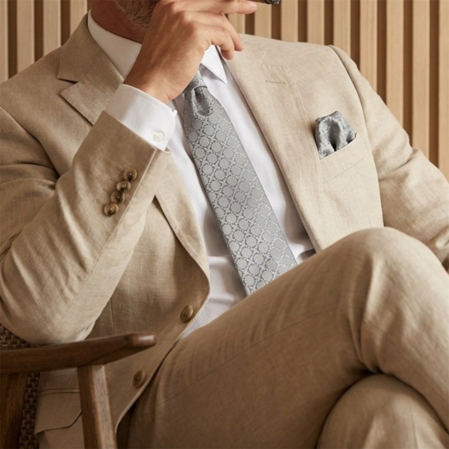 Grey Textured Pocket Square