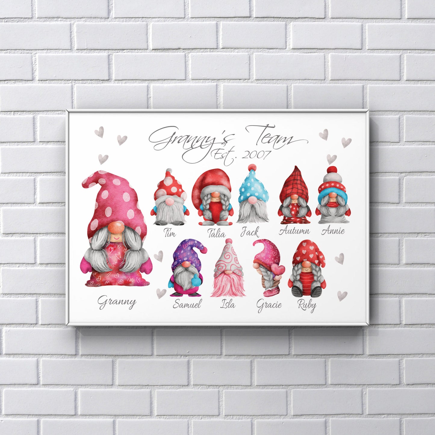 Personalised Mother's Day Gonk Print Nanny Grandma UNFRAMED