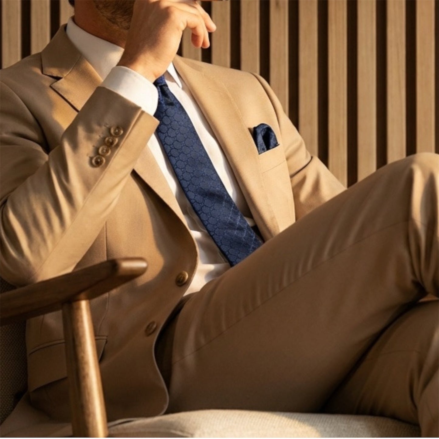 Navy Midnight Blue Textured Pocket Square