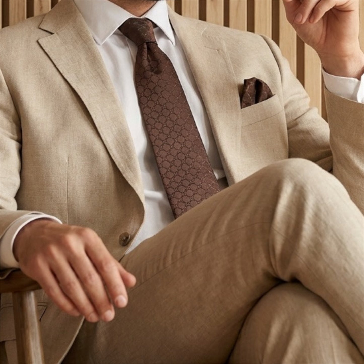 Red Brown Textured Pocket Square