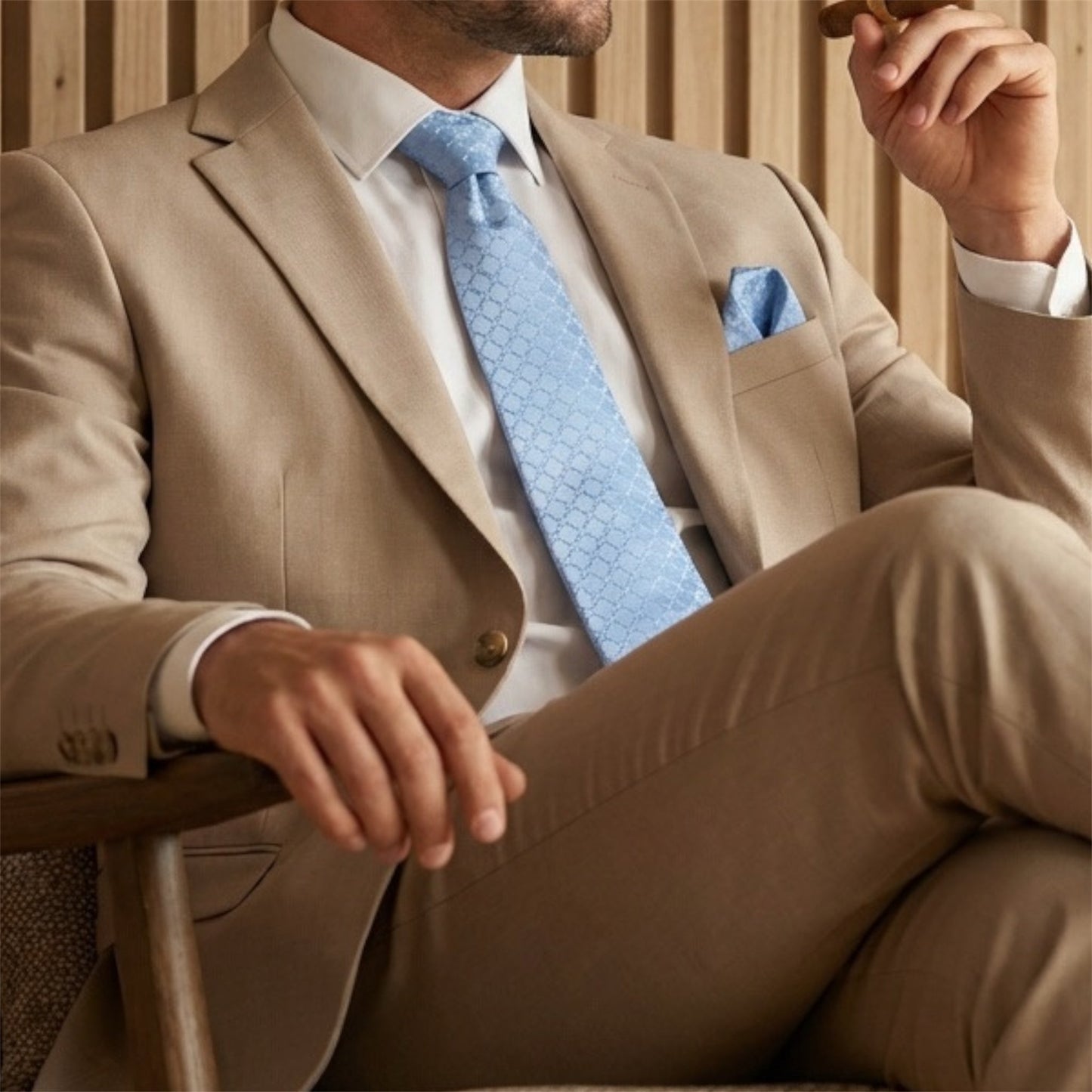 Pastel Blue Textured Pocket Square