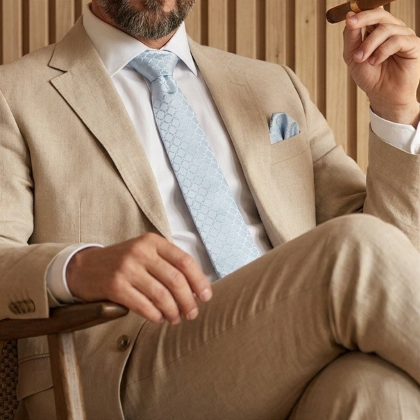 Light Blue Textured Pocket Square